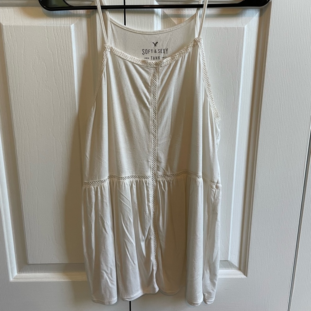 American Eagle White high neck tank top